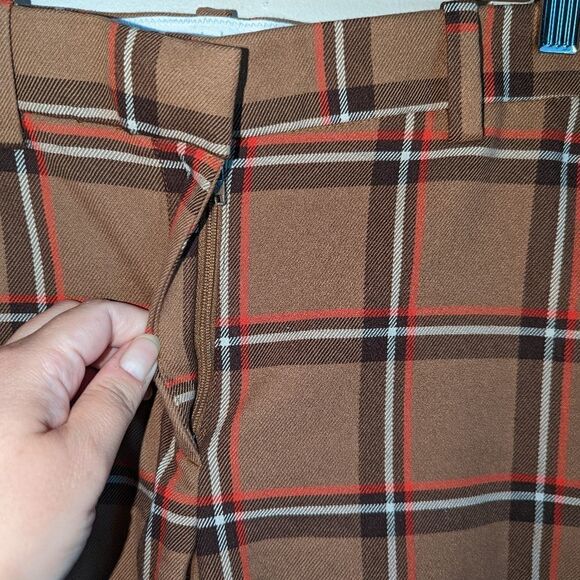 H&M Beige Neutrals Plaid Stretchy Casual Trouser Pants Size 6 - Picture 6 of 12